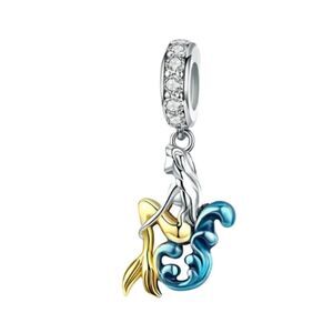 925 Sterling Silver Waiting Mermaid Charm